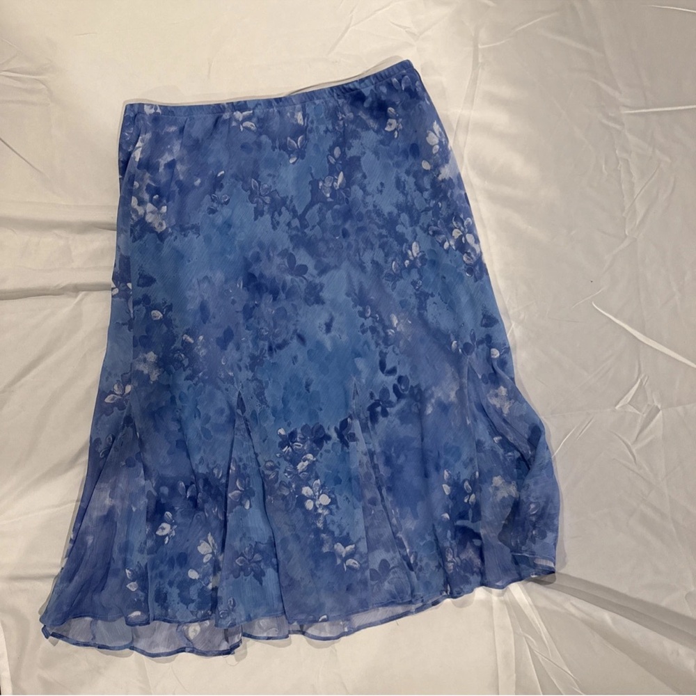 VINTAGE R&K Individuals Floral Blue Skirt